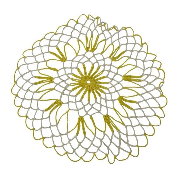 Vintage Doilies Crochet Set of 3 Wide Knit Yellow Orange White - Picture 4 of 10